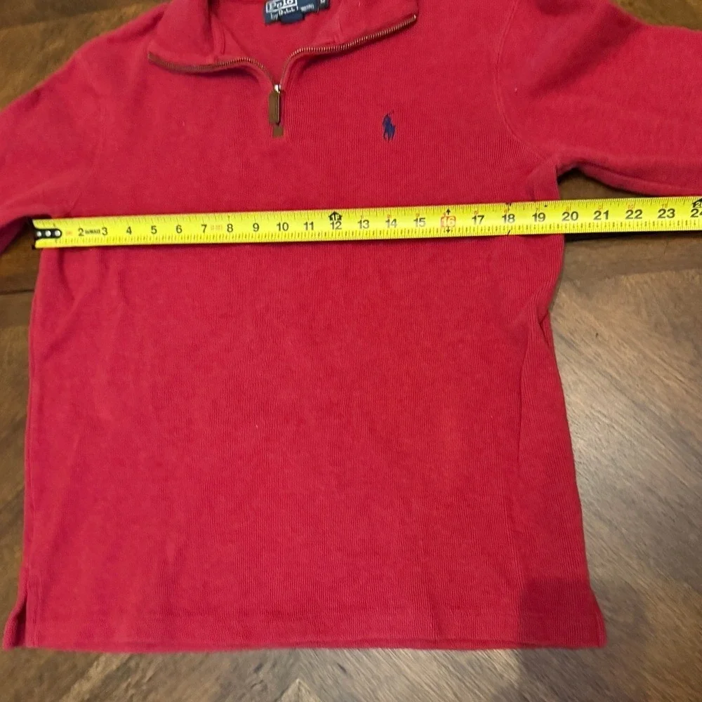 Polo Ralph Lauren Mens Medium Red‎ 1/4 Zip Cotton Ribbed Pullover Sweater Pony